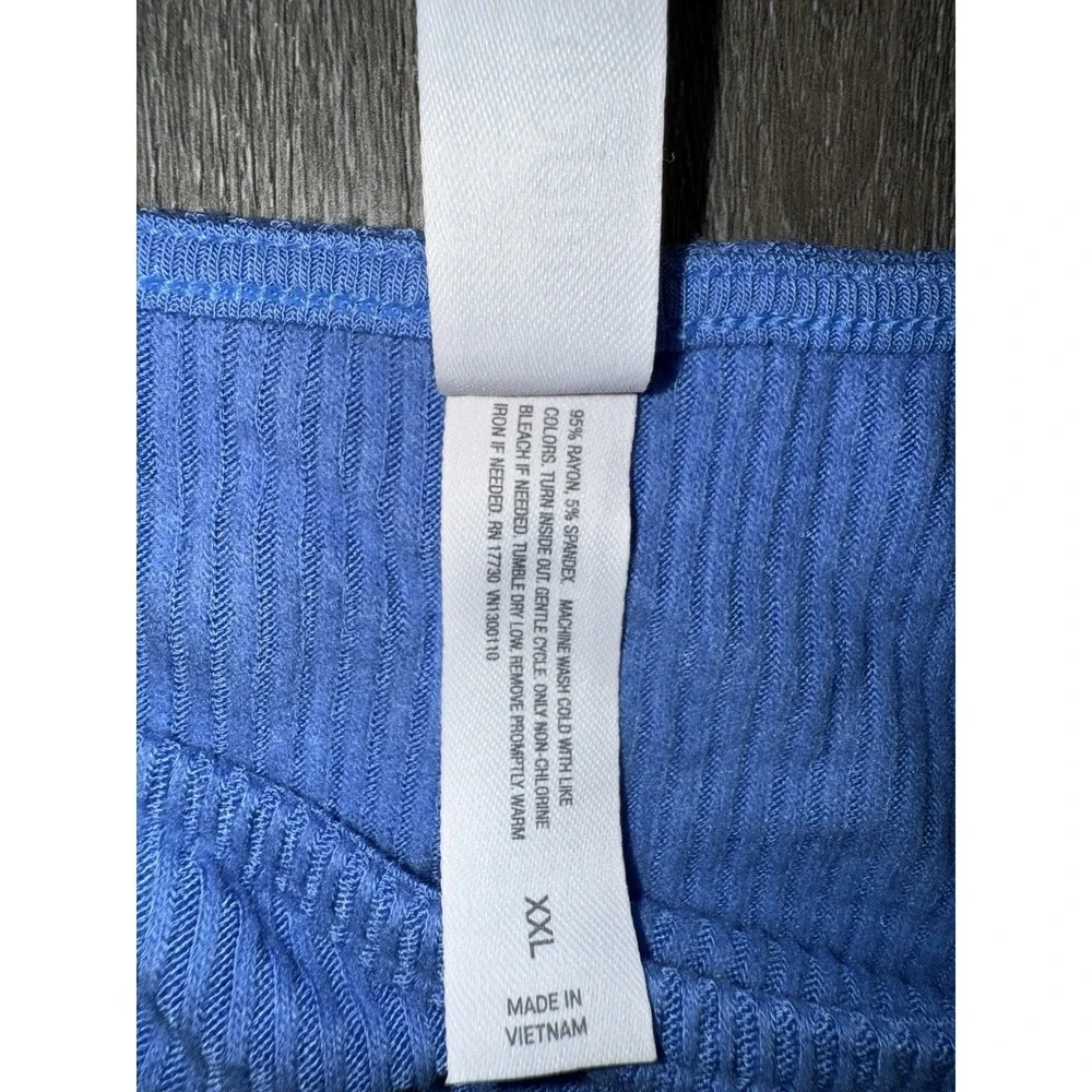 auden cozy ribbed blue pajama set tank & drawstring wide leg pants Sz Xxl